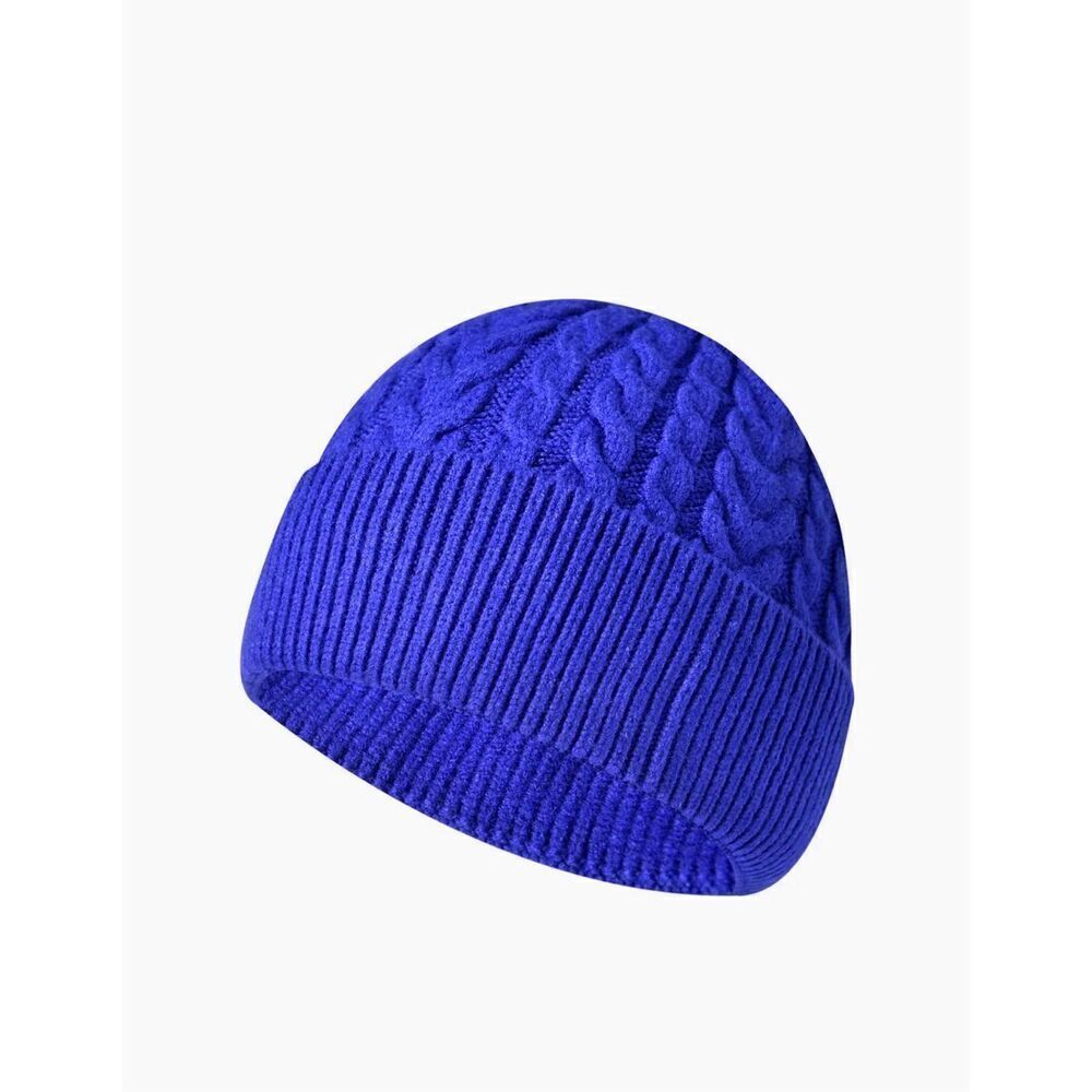 Blue Knit Winter Beanie Hat